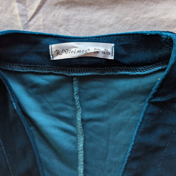 R. Vivimos Teal Velvet Velour Long Cardigan Kimono XL - Picture 4 of 6